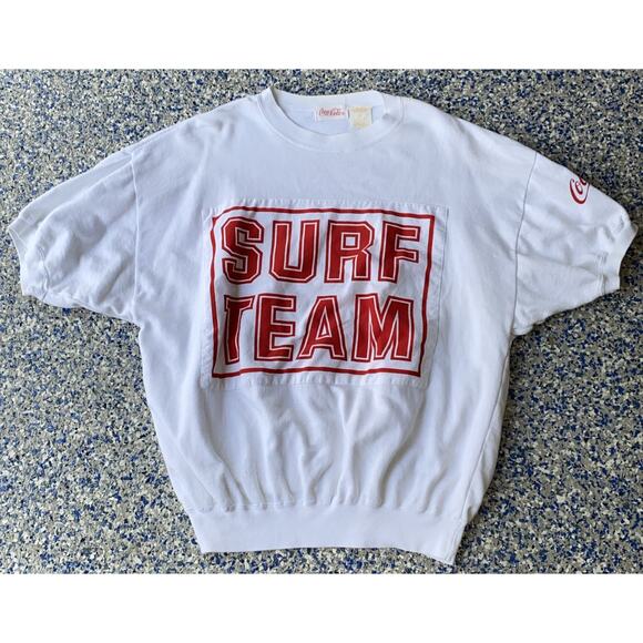 Coca-Cola Tops - RARE VTG Coca-Cola White Crew Neck Shirt Pullover Surf Team Yacht Club Sz Large